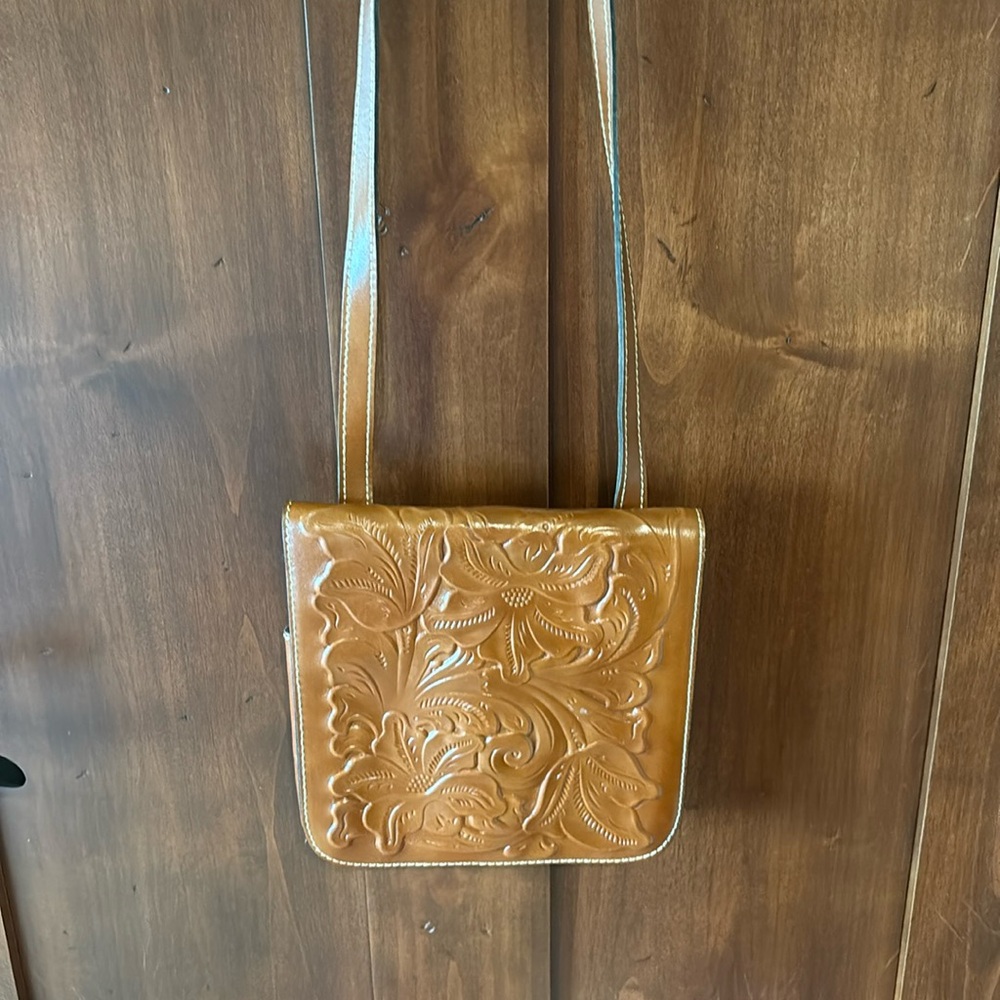 Patricia Nash Brown Floral Embossed Crossbody Bag